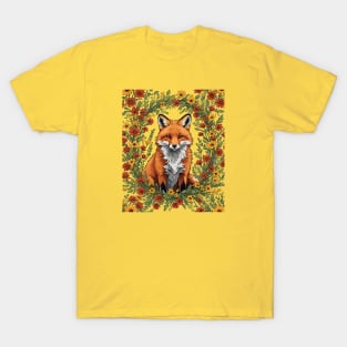 Mississippi Red Fox Surrounded By Tickseed Flowers T-Shirt